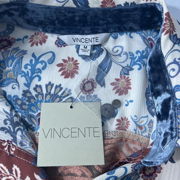 Vincente‎ Blouse Womens M Multi Paisley Beachy Resort Wear Boho Tunic - Picture 7 of 10